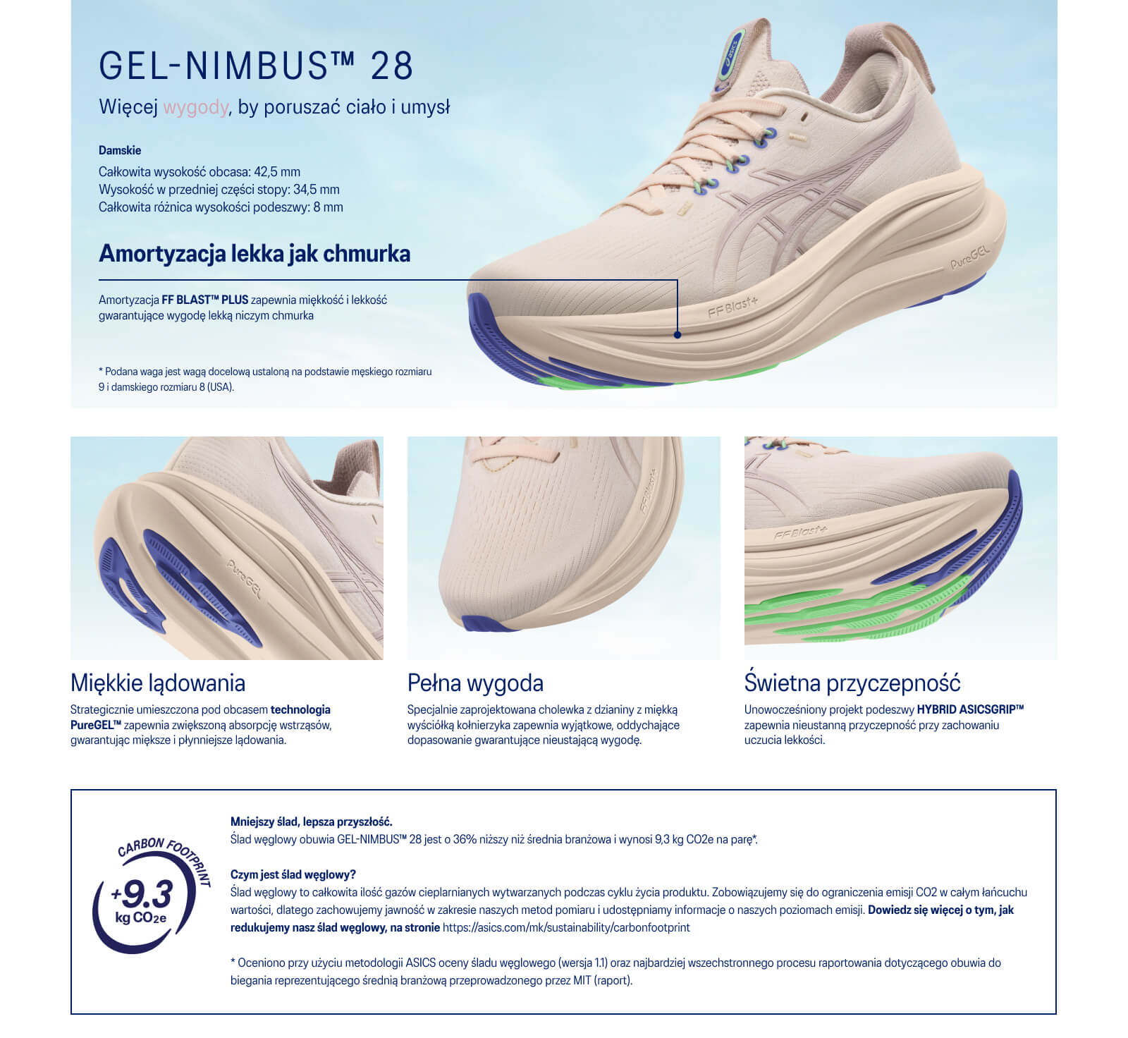 Buty do biegania damskie Asics Gel-NIMBUS 28 Cobalt Burst/Sun Coral Nimbus28W_tech