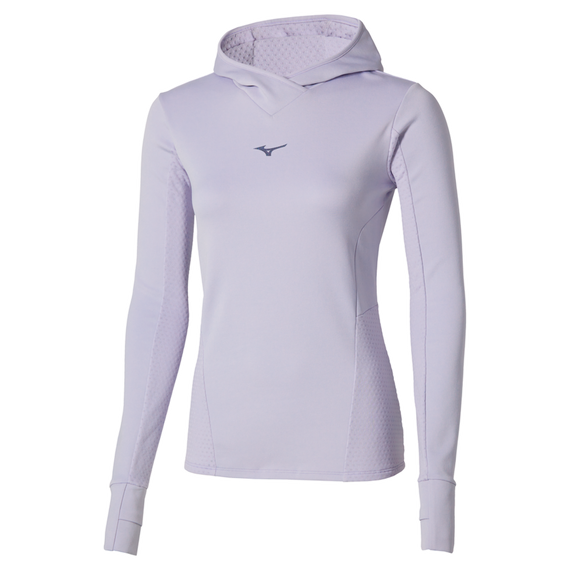 Damska ocieplana bluza do biegania MIZUNO Active Warmalite Hooded Long Sleeve Top Icelandic Blue