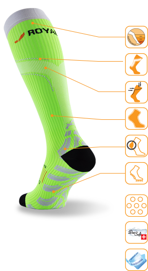 Podkolanówki kompresyjne ROYAL BAY® Neon+Reflective Strong