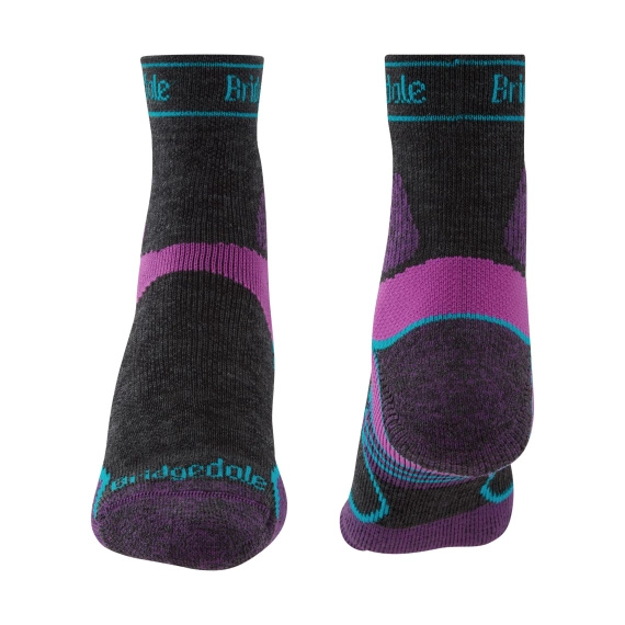 Skarpety damskie Bridgedale Trail Run Lightweight T2 Merino Sport 3/4 Crew Charcoal/Purple