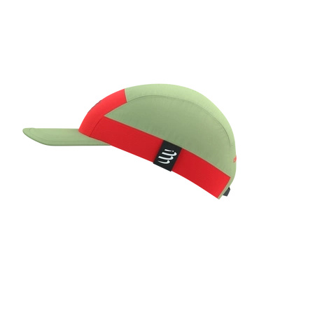 Czapka do biegania COMPRESSPORT 5 PANEL LIGHT CAP Nile/Fluo Red