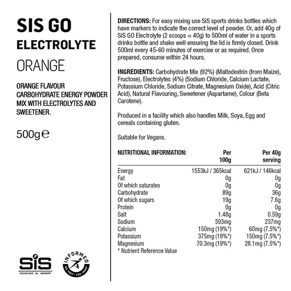 Napój Izotoniczny SIS GO Electrolyte - smak Pomarańcza , 500g