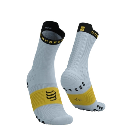 Skarpety COMPRESSPORT ProRacing Socks V4 TRAIL Grey Dawn/Ceylon Yellow