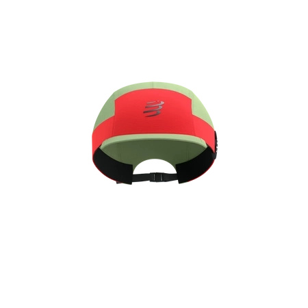 Czapka do biegania COMPRESSPORT 5 PANEL LIGHT CAP Nile/Fluo Red