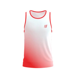 Koszulka do biegania Compressport PERFORMANCE SINGLET Fluo Red/White