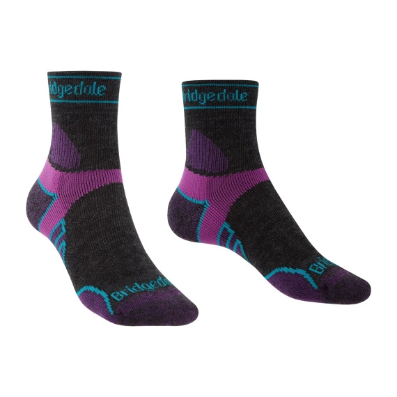 Skarpety damskie Bridgedale Trail Run Lightweight T2 Merino Sport 3/4 Crew Charcoal/Purple