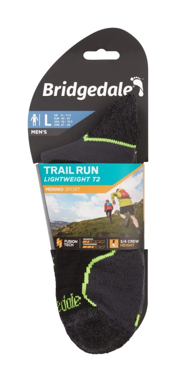 Skarpety Bridgedale Trail Run Lightweight T2 Merino Sport 3/4 Crew Black