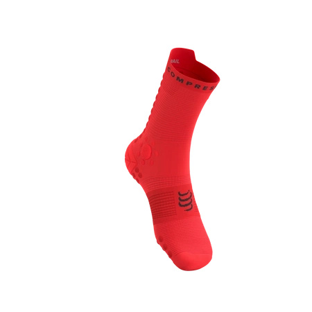 Skarpety COMPRESSPORT ProRacing Socks V4 TRAIL Fluo Red/Black