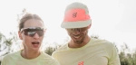 Czapka do biegania COMPRESSPORT 5 PANEL LIGHT CAP Nile/Fluo Red