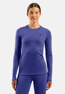Koszulka termoaktywna z długim rękawem damska ODLO Merino 160 BL Top Crew Neck l/s niebieska