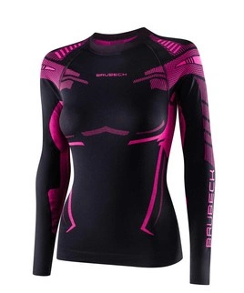 Bluza termoaktywna damska Brubeck  DRY LS1569W czarny/fuksja