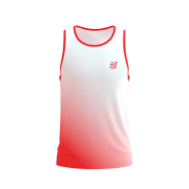 Koszulka do biegania Compressport PERFORMANCE SINGLET Fluo Red/White