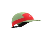 Czapka do biegania COMPRESSPORT 5 PANEL LIGHT CAP Nile/Fluo Red