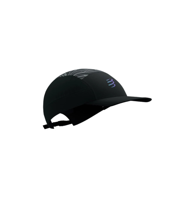 Czapka do biegania COMPRESSPORT 5 PANEL LIGHT CAP AURORA Black/Aurora