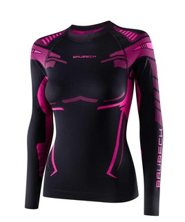 Bluza termoaktywna damska Brubeck DRY LS1569W czarny/fuksja