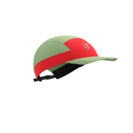 Czapka do biegania COMPRESSPORT 5 PANEL LIGHT CAP Nile/Fluo Red