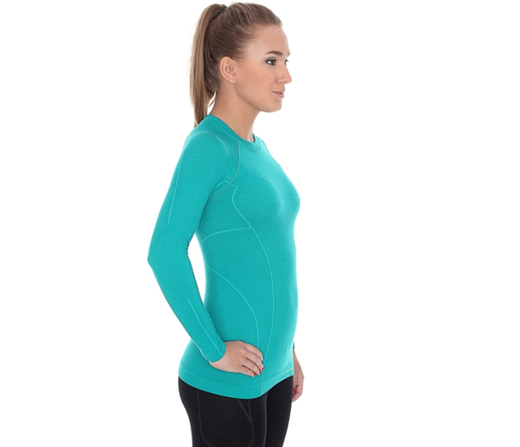 Koszulka termoaktywna damska Brubeck ACTIVE WOOL LS12810 Szmaragdowa