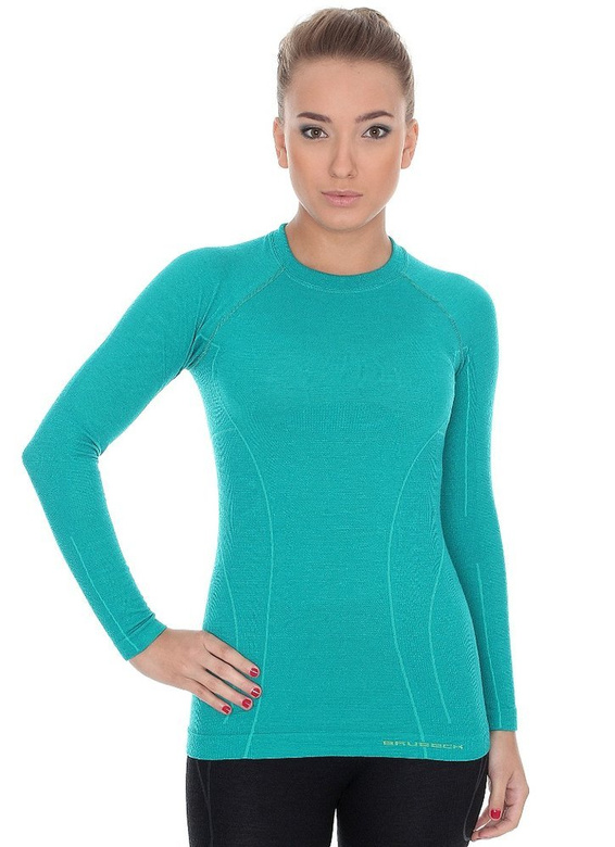 Koszulka termoaktywna damska Brubeck ACTIVE WOOL LS12810 Szmaragdowa